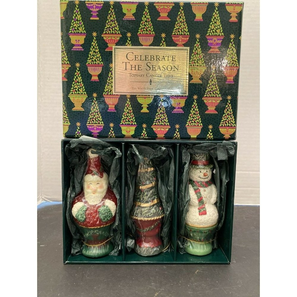 White Barn Candle Co Topiary Candle Trio Christmas Celebrate the Season Set of 3